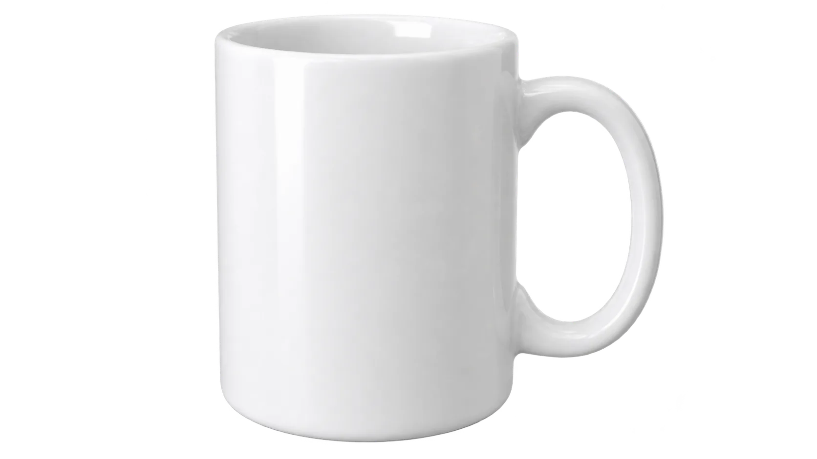 Caneca branca isolada como recorte de produto, gerada no SupaImagine